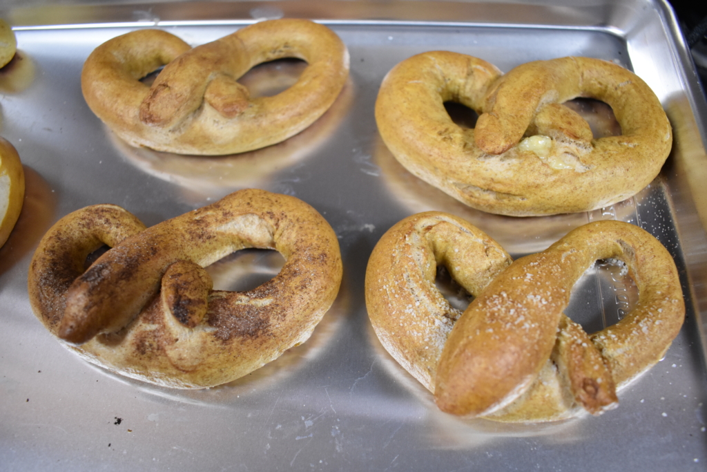 Pretzels on baking tray
